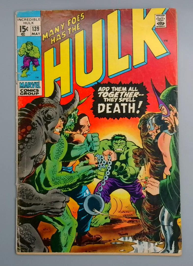 Incredible Hulk #139, Cover Detatched Marvel Comics, May 1971 JR1