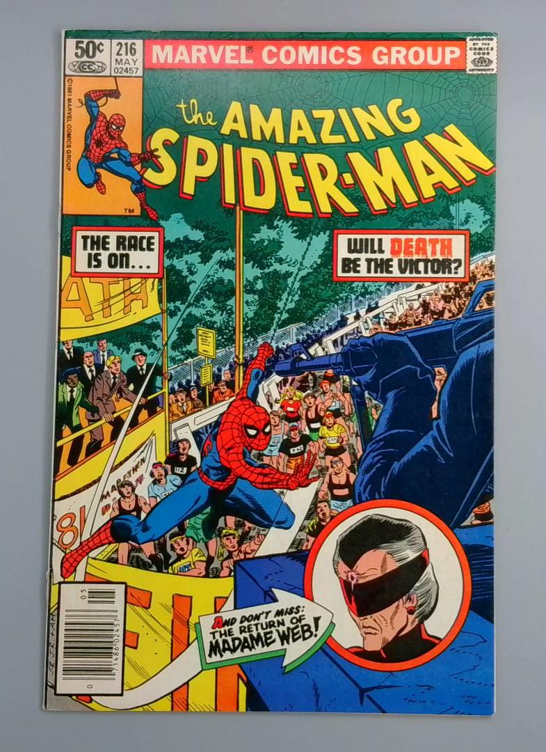 Amazing Spider-Man #216, 2nd Madame Web, Newsstand Marvel Comics,1981 JR1