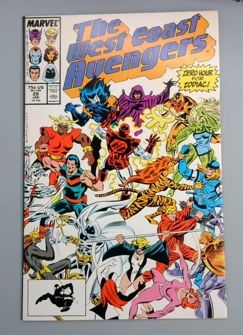 West Coast Avengers #28, NM Zero Hour for Zodiac!, Marvel, 1988 JR1