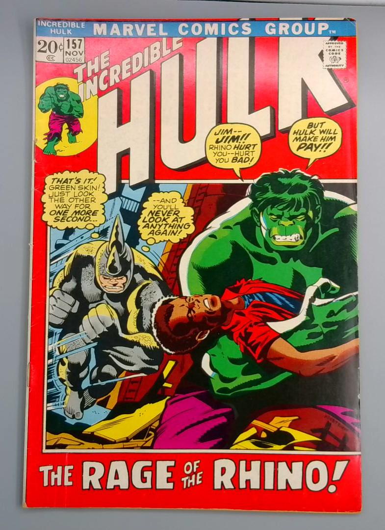 Incredible Hulk #157, VG/FN Rhino!, Marvel Comics, 1972 JR1
