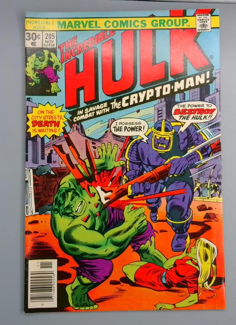 Incredible Hulk #205, VF- Crypto-Man Cover, Marvel Comics, 1976 JR1