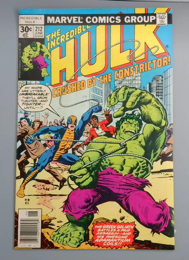 Incredible Hulk #212, 1st Constrictor, Marvel Comics, 1977 JR1