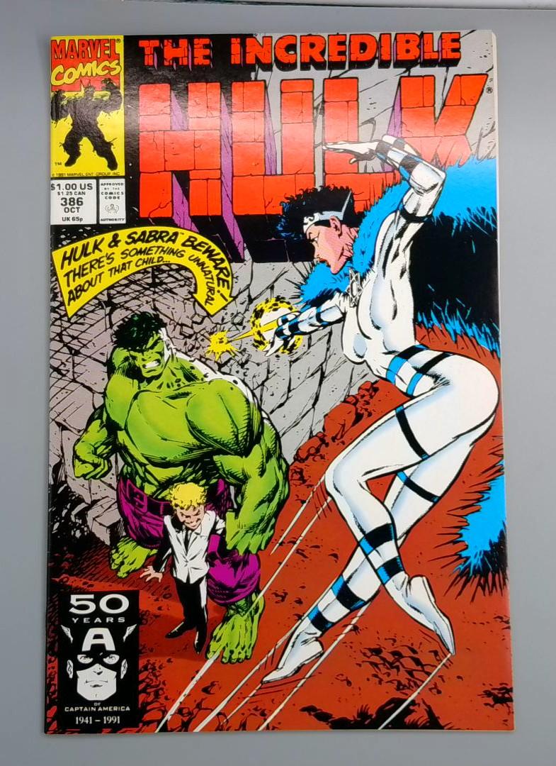 Incredible Hulk #386, NM Sabra Marvel Comics, 1991 JR1
