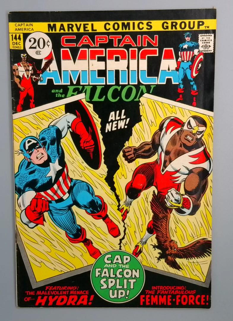 Captain America #144, FN 1st Red & White Falcon Suit, Marvel Comics, 1972 JR1