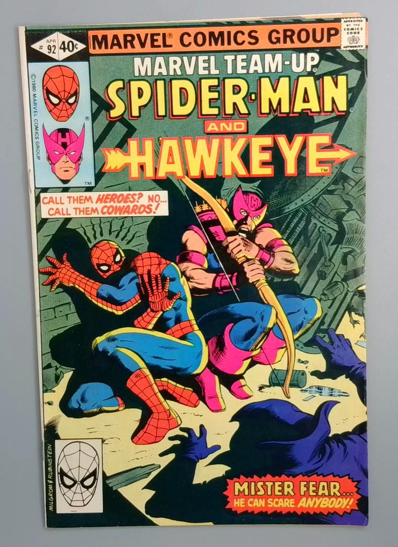 Marvel Team-Up #92, FN Spider-Man and Hawkeye, Marvel Comics1980 JR1
