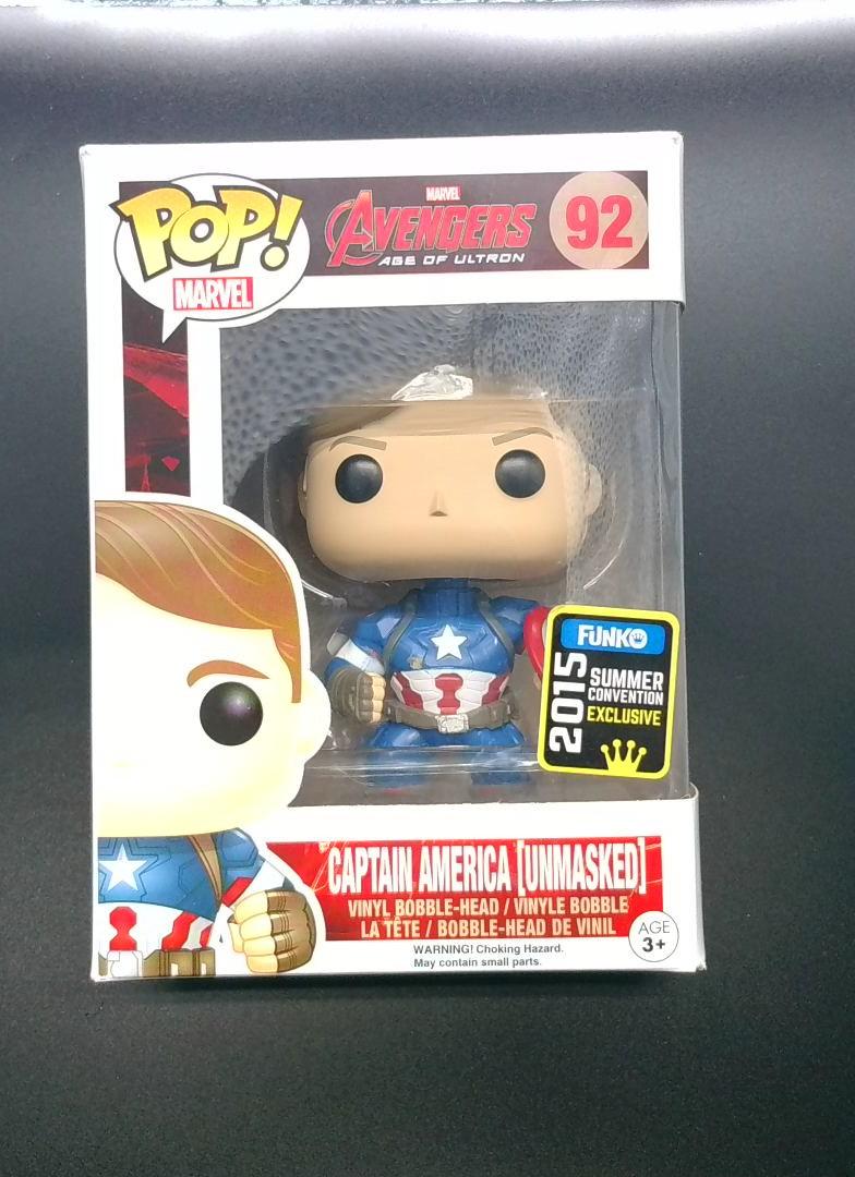 Funko Pop! Captain America(Unmasked) #92, Marvel, 2015 Summer Con Excl.