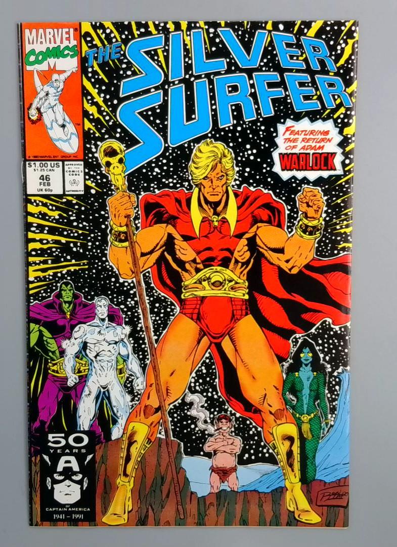 Silver Surfer #46, VF eturn of Adam Warlock, Marvel Comics, 1991 JR1