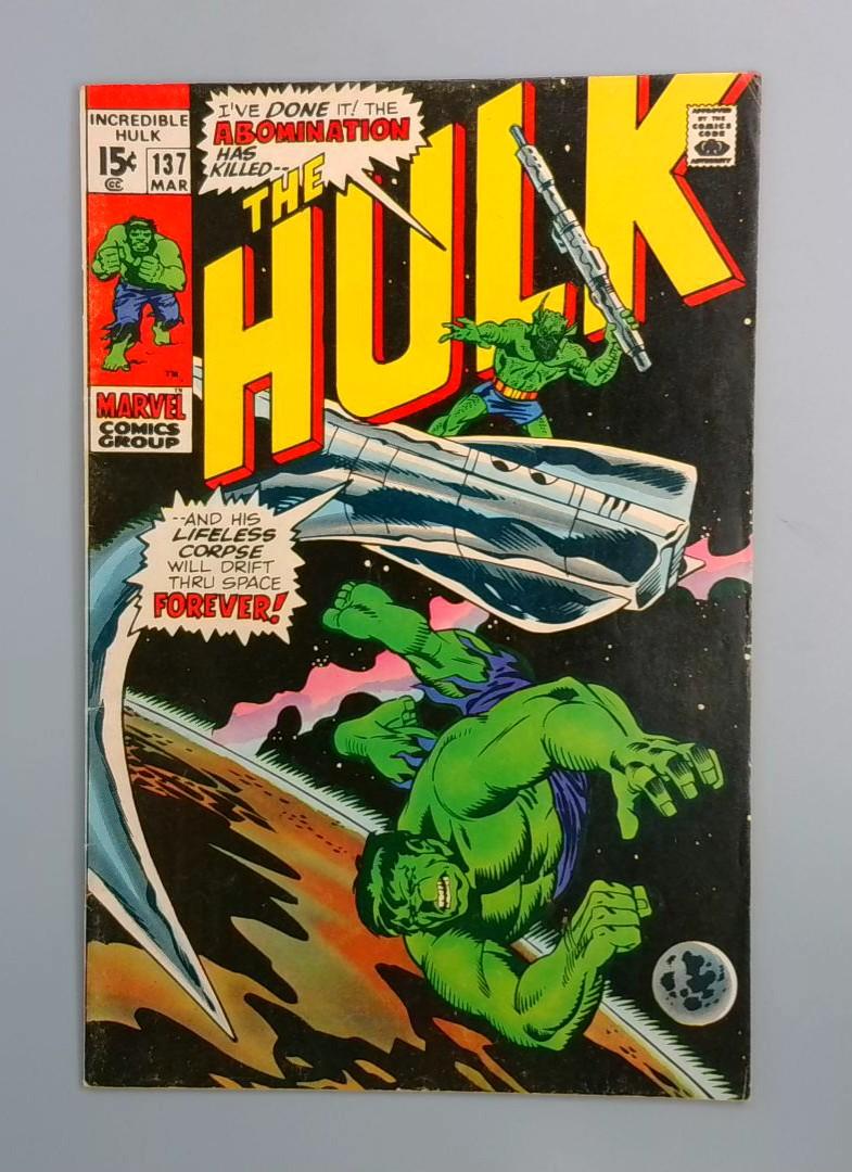 Incredible Hulk #137, FN/VF Abomination Marvel Comics, 1971 JR1