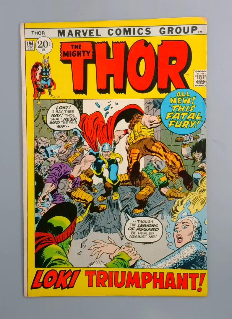 Thor #194, VG All New: This Fatal Fury!, Marvel Comics 1971 JR1