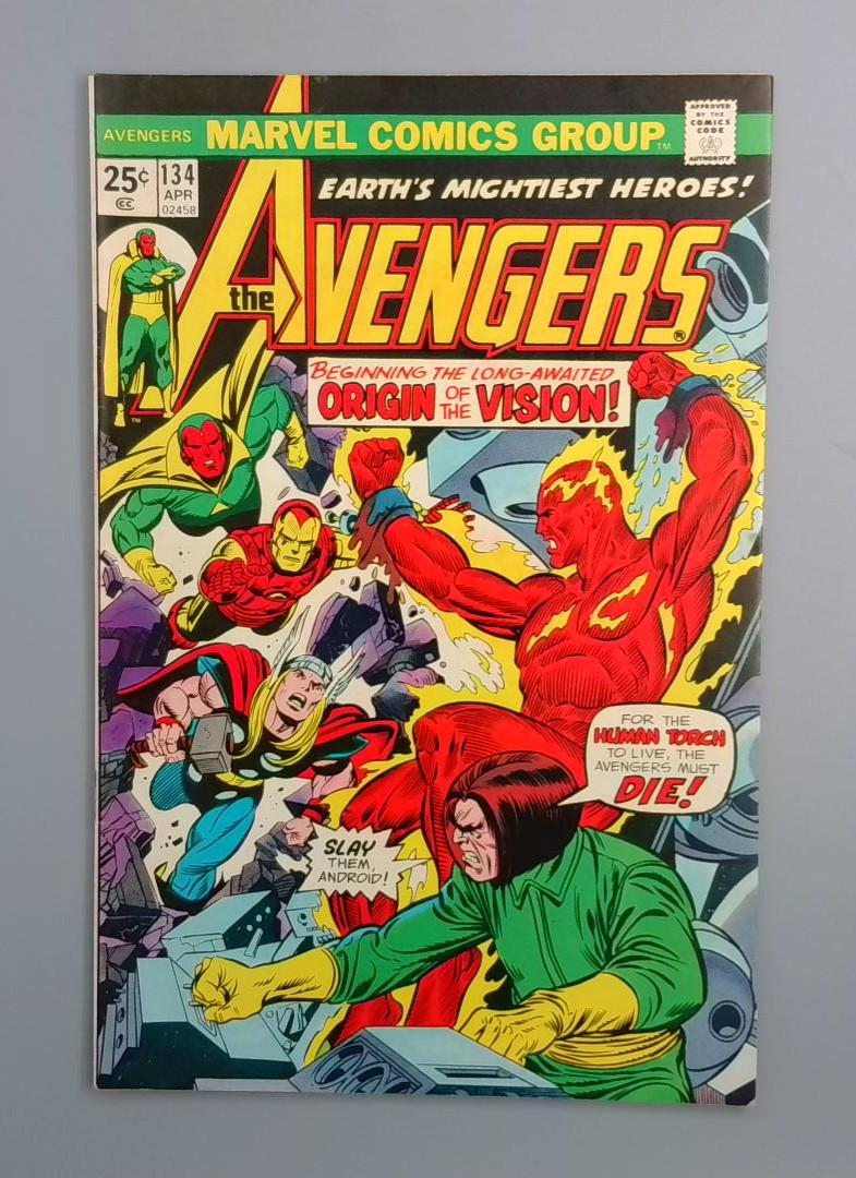 Avengers #134, VF- Origin of the Vision, Marvel Comics 1974 JR1