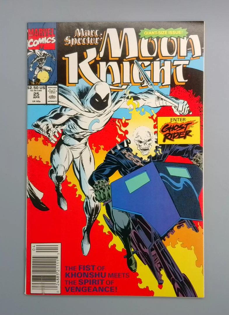 Marc Spector: Moon Knight #25, VF+ Ghost Rider Newsstand, Marvel Comics, 1990