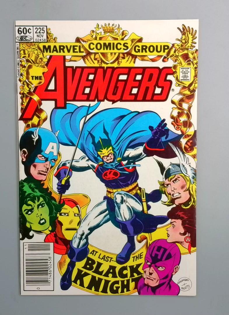 Avengers #225, VF/NM Newsstand Black Knight, Marvel Comics, 1982 JR1