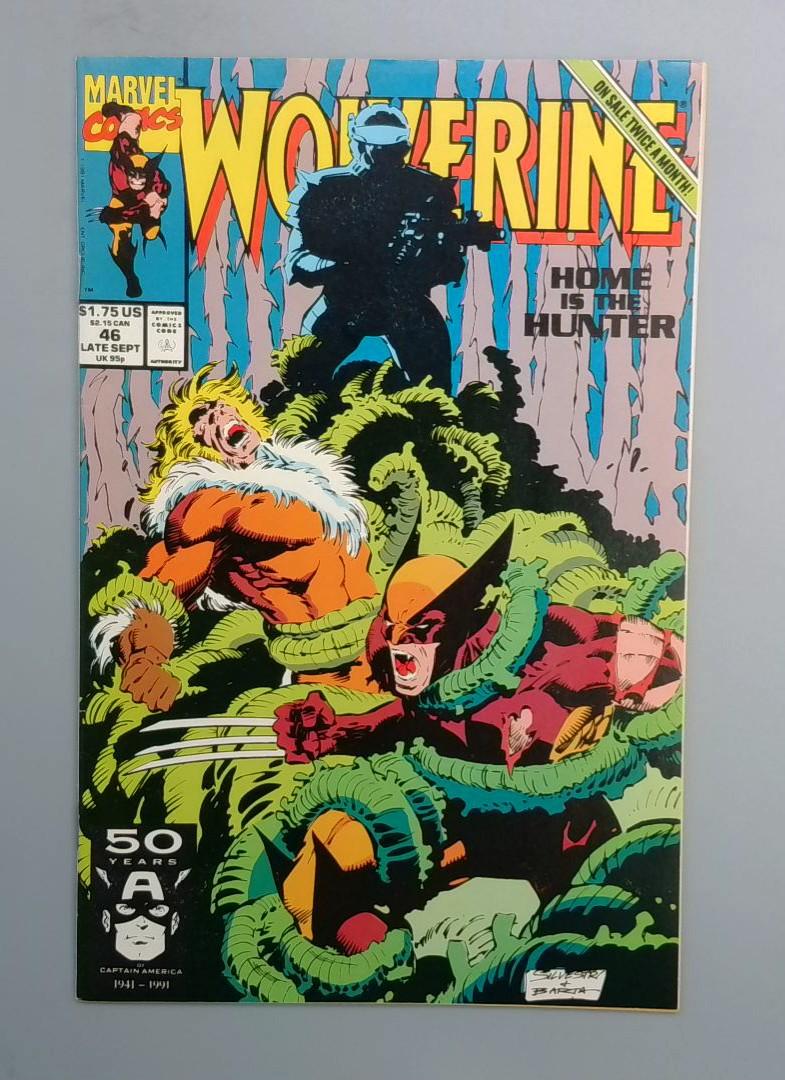 Wolverine #46 VF/NM Sabretooth Marvel Comics 1991 JR!