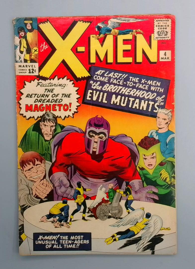 X-Men #4, 1st Scarlet Witch Spine split bottom to top Staple Marvel, 1964 KEY