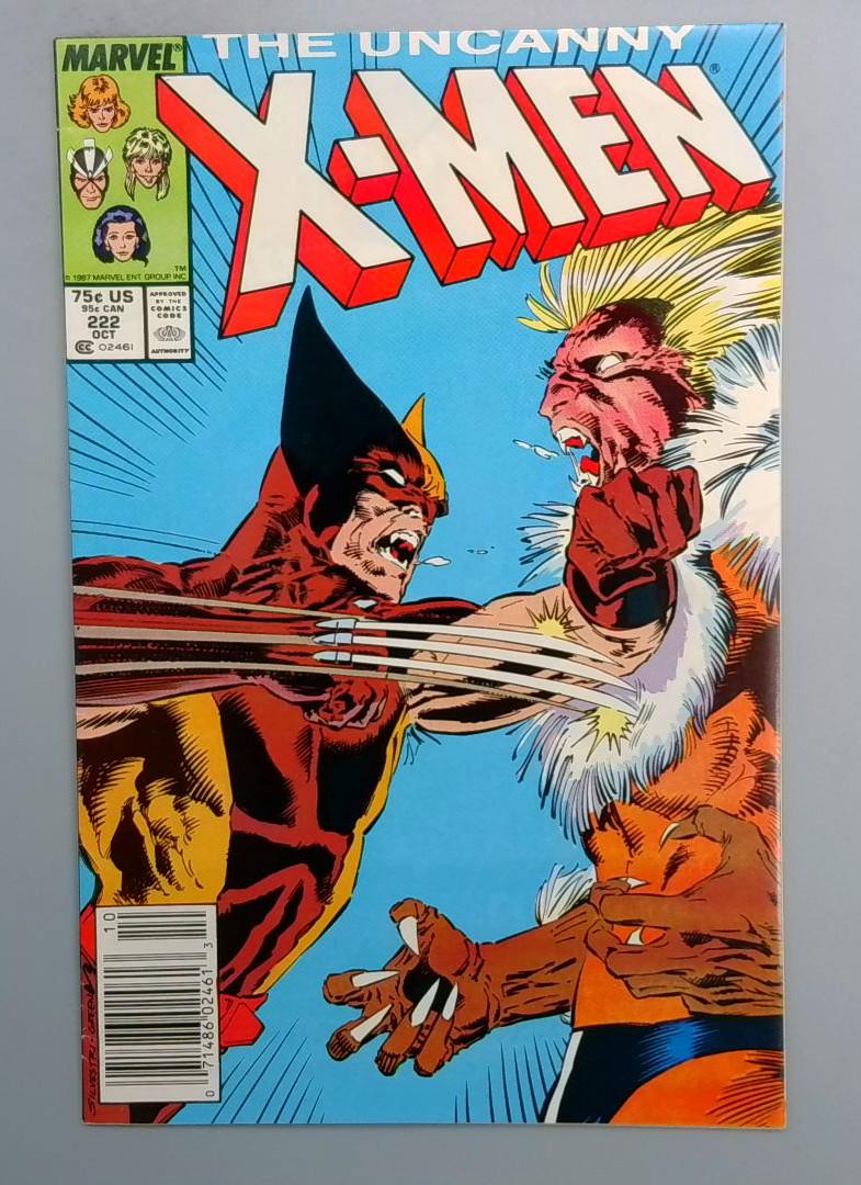 Uncanny X-Men #222 VF+ Newsstand Wolverine vs Sabretooth Marvel 1987