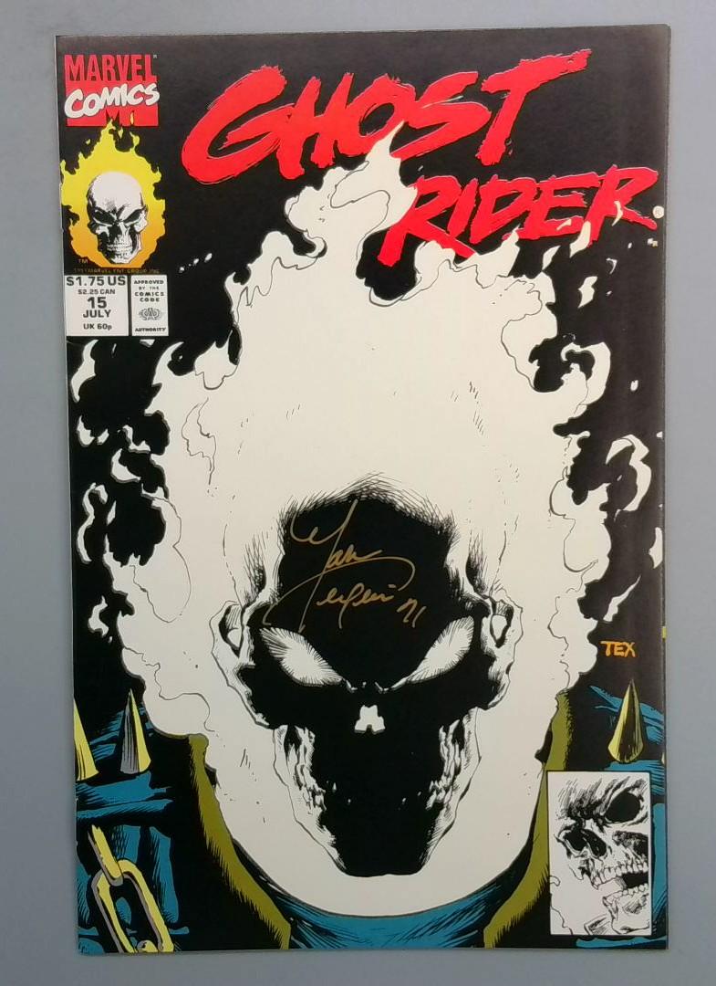Ghost Rider #15 NM- Glow in the Dark Signed by Mark Texeira Marvel 1991 2