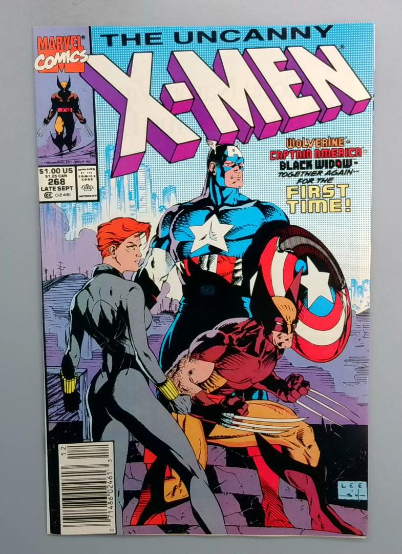 Uncanny X-Men #268 NM Newsstand, Captain America Marvel Comics 1990
