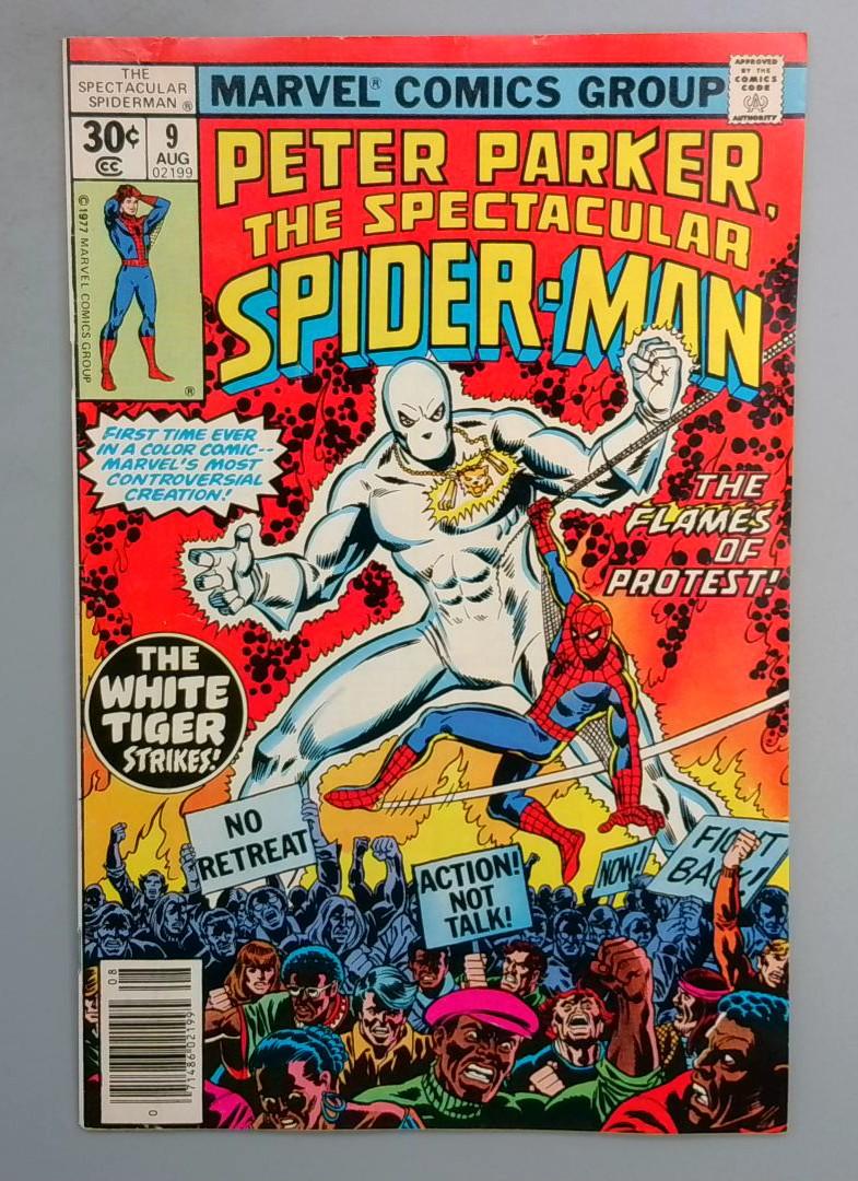 SPECTACULAR SPIDER-MAN #9 FN 1st White Tiger Marvel 1977  SN1