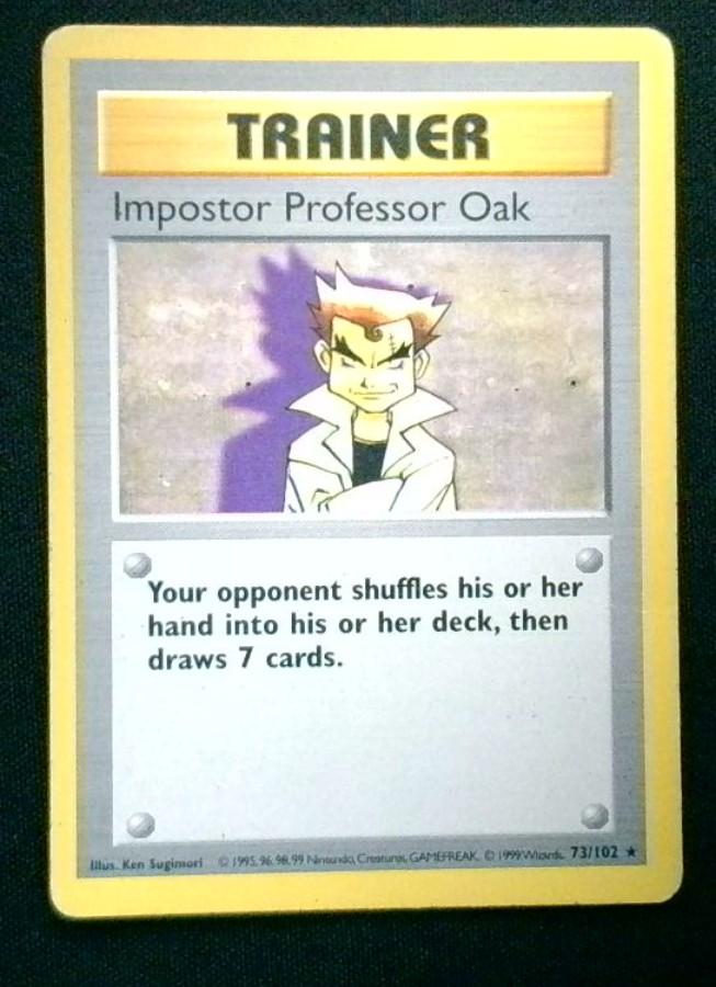 Impostor Professor Oak - 73/102 - Rare Shadowless - 1999