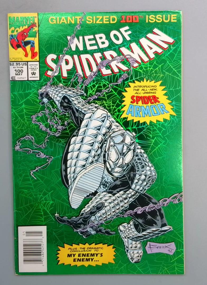 WEB OF SPIDER-MAN #100 VF 1st Spider Armor - DIRECT EDITION Marvel 1993 JR1