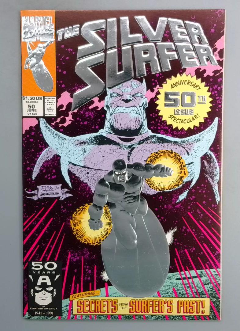 SILVER SURFER #50 VF+ Embossed silver - Foil Cover Marvel 1991