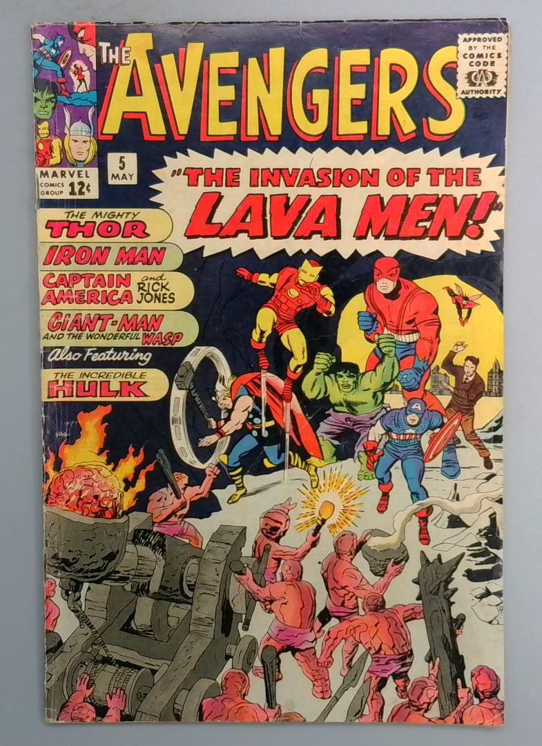 Avengers #5 VG 1st Lava Men, 2nd Captain America 🔥 Marvel 1964 