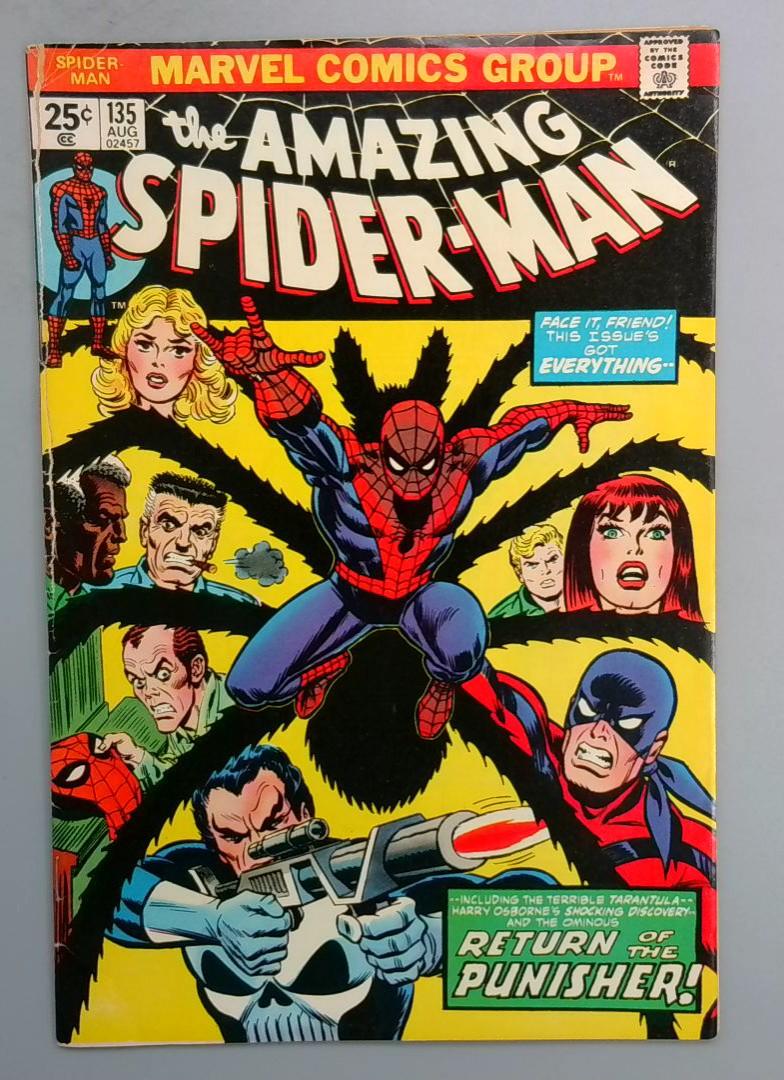 Amazing Spider-Man #135 🔥 Ripped Cover, 2nd Punisher MVS Stamp Marvel 1974
