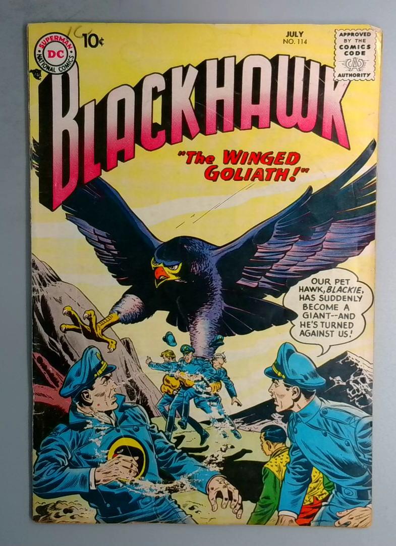 Blackhawk #114 VG- 1st Mole, Bottom Staple Detached DC 1957 BW1