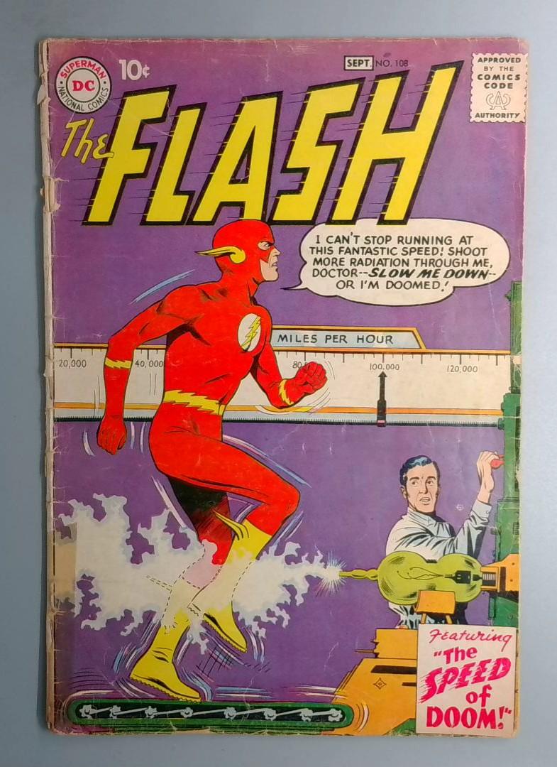 Flash #108, GD 🔥🔑 3rd Gorilla Grodd DC Comics 1959 BW1