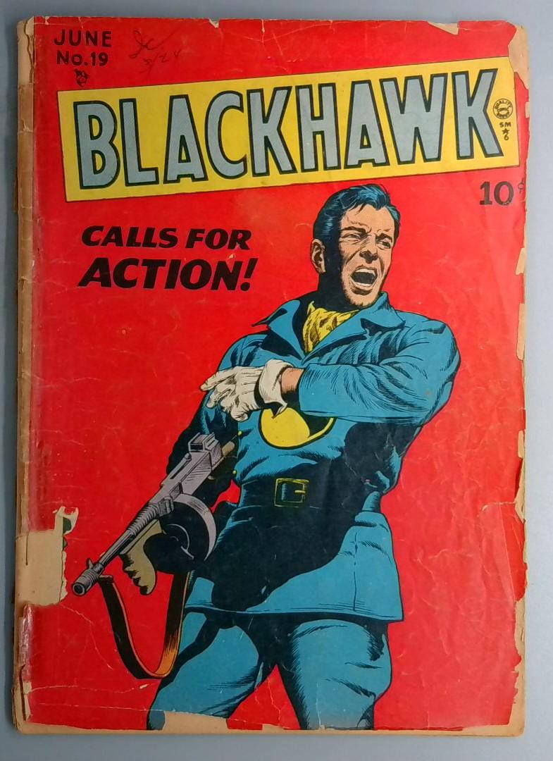 Blackhawk #19 FAIR Detached Cover, Spine Split June 1945 BW1