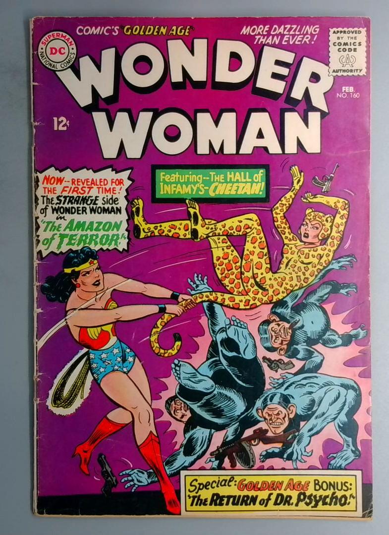 Wonder Woman #160 VG+ 1st Appearance of the Cheetah DC Comics 1966 BW1