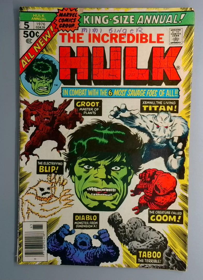 Incredible Hulk Annual #5 VG 2nd Appearance of Groot Marvel 1976 JR1