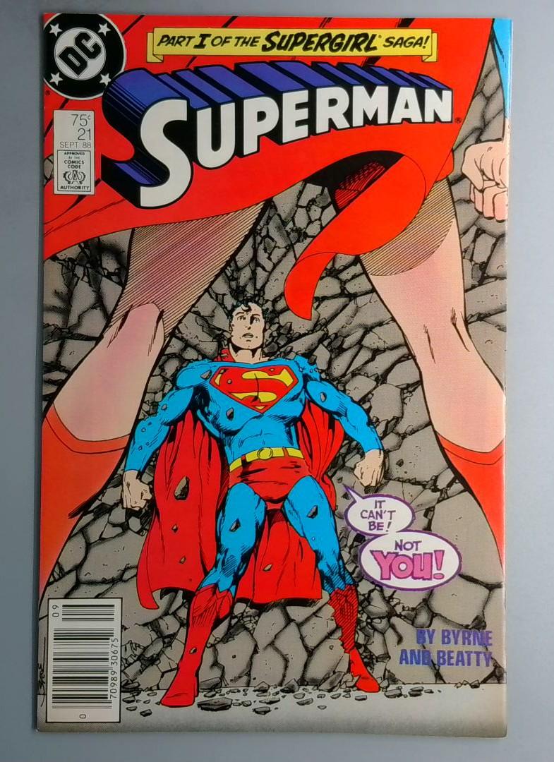 Superman #21 VF Part 1 of the Supergirl Saga Newsstand DC 1988 BW1