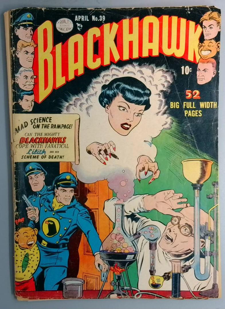 Blackhawk #39 1st Lilith Quality Comics April 1951 No Back Cover, Front Detached