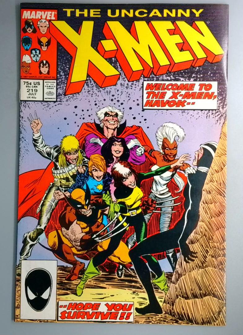 Uncanny X-Men #219 VF Havok Re-Joins Marvel 1987  OE1
