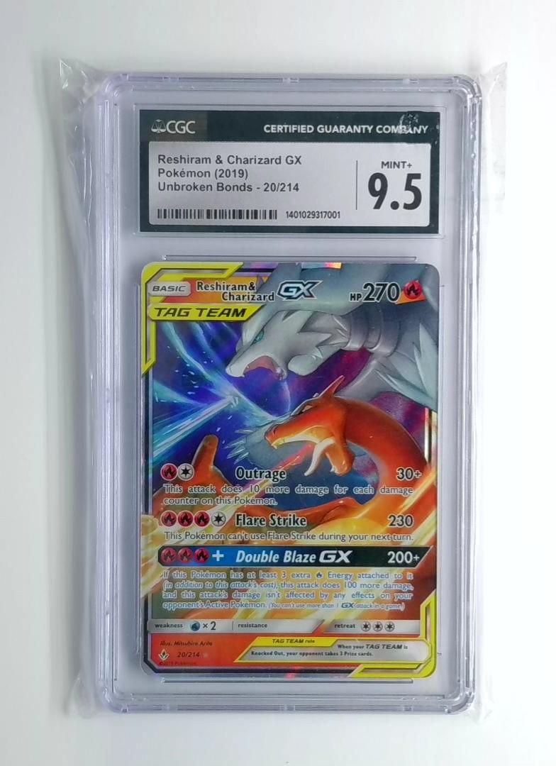 Reshiram & Charizard GX - Unbroken Bonds - 20/214 - Rare Holo - 9.5 CGC  2019