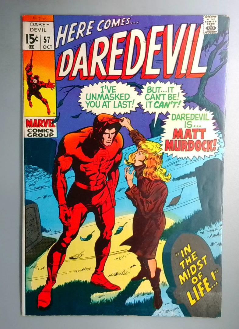 Daredevil #57 FN/VF Daredevil Reveals Identity to Karen Page Marvel 1969