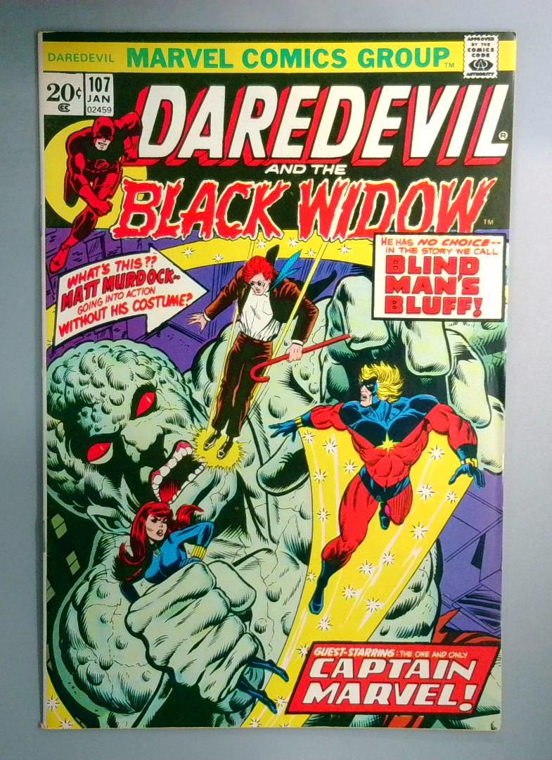 Daredevil #107 Final Appearance of Black Widow in Title Logo Marvel 1974