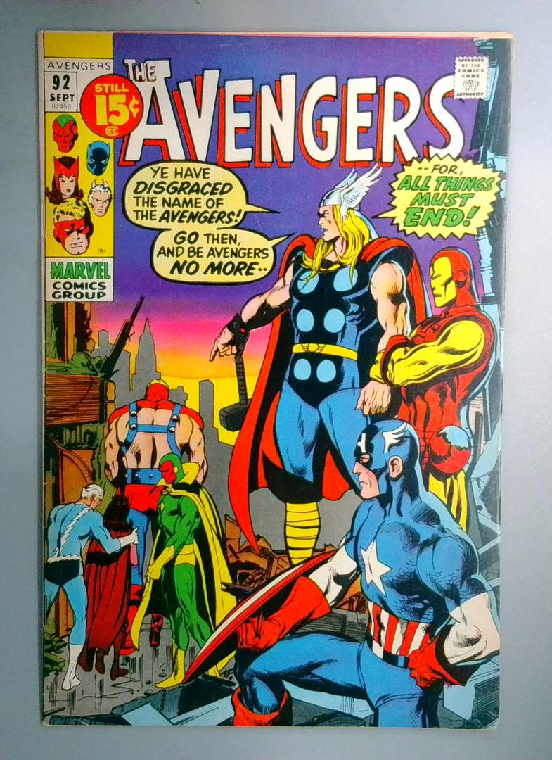 Avengers #92 VF 🔑 Iconic Neal Adams Cover with the Big Three Marvel 1971