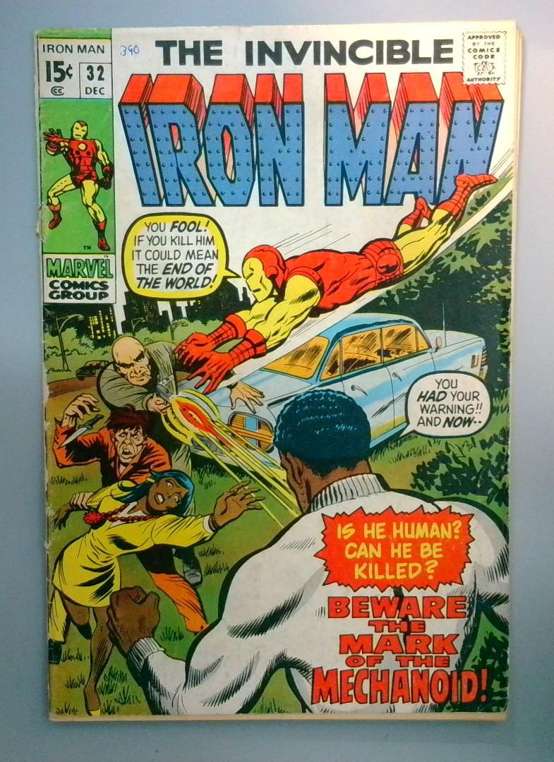 Iron Man #32 Mechanoid Scout Mk-5, Detached Top Staple Marvel 1970