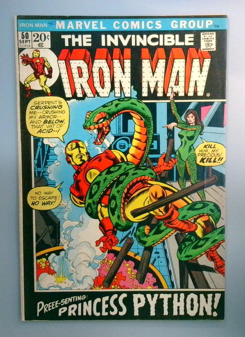 Iron Man #50 FN- Death of Precious Princess Pythons Snake Marvel 1972