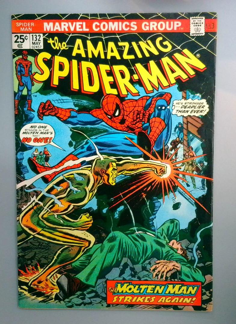 Amazing Spider-Man #132 No MVS Molten Man, Marvel 1974