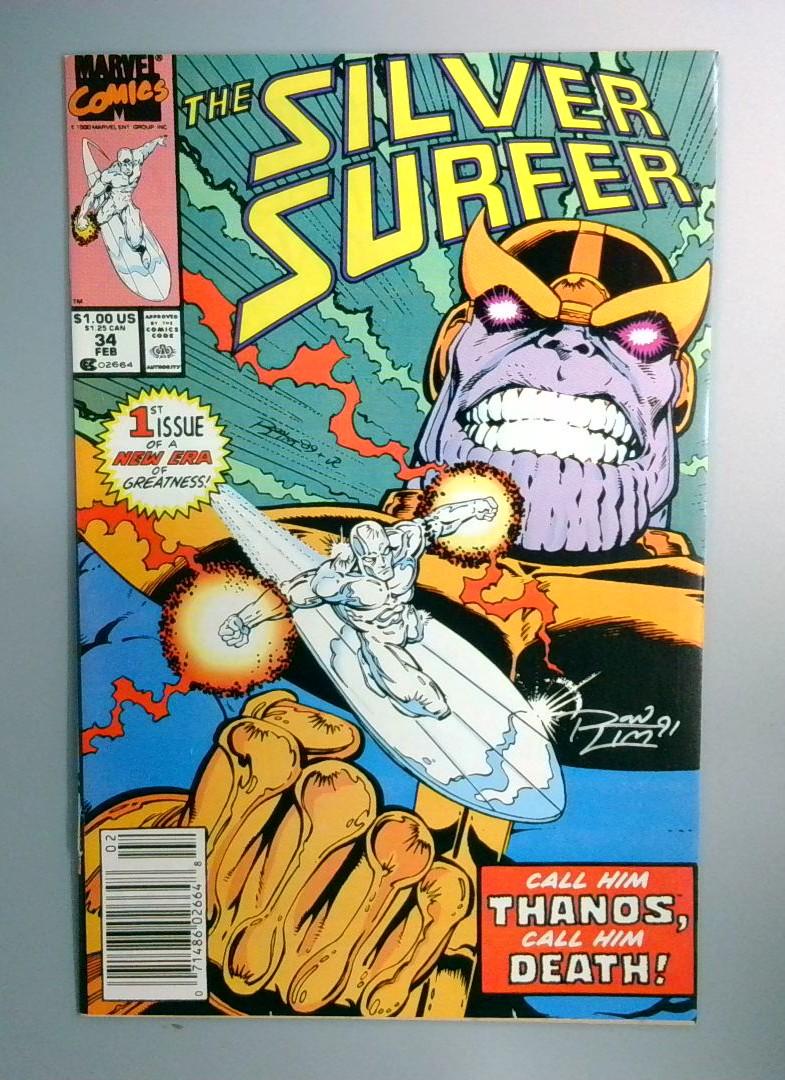 Silver Surfer #34 VF+ Thanos Resurrected Newsstand Edition Marvel 1990