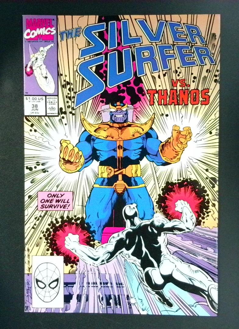 Silver Surfer #38 VF+ Silver Surfer Battles Thanos  Marvel 1990
