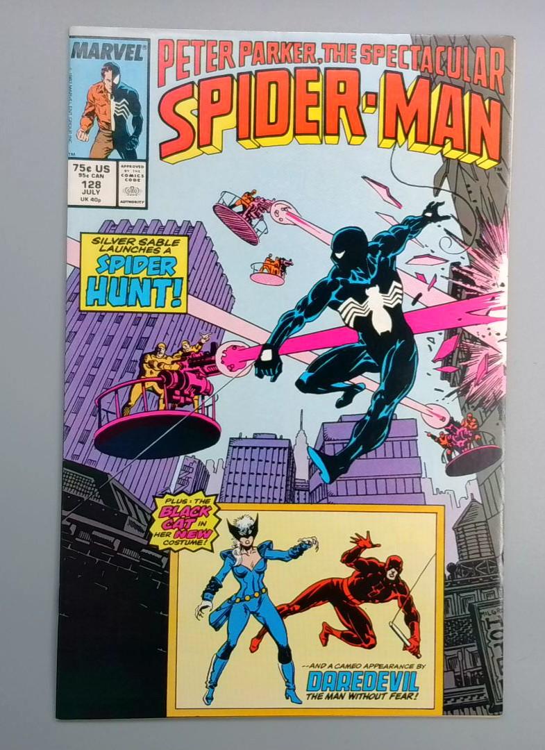 Spectacular Spider-Man #128 VF/NM New Black Cat Costume Marvel 1987