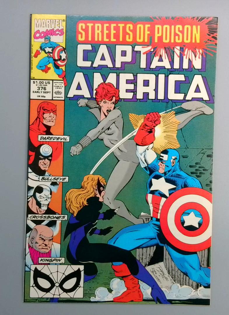 Captain America #376 VF Black Widow Marvel 1990