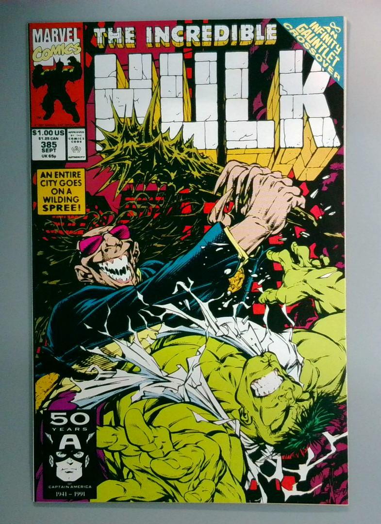 Incredible Hulk #385 NM- Infinity Gauntlet Crossover Direct Edition Marvel 1991