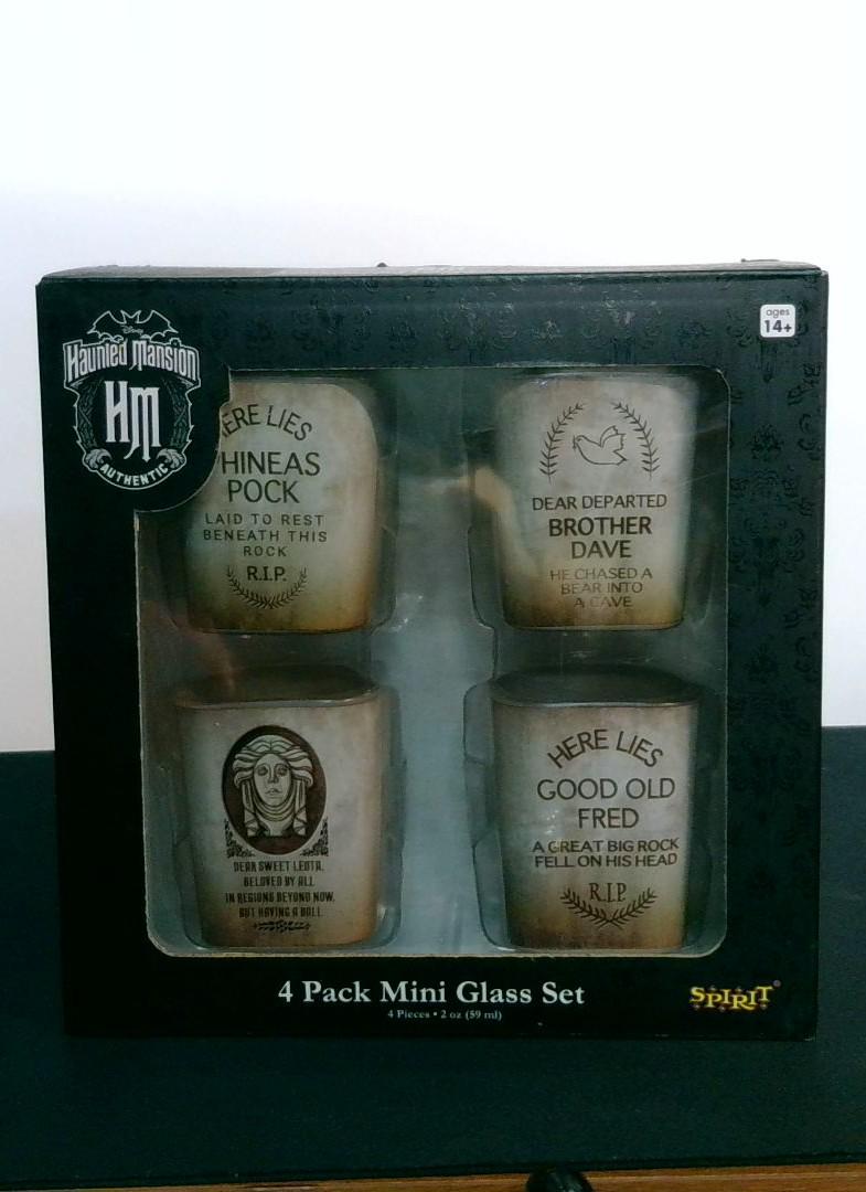Haunted Mansion 4 Pack Mini Glass Set Spirit Halloween 2oz