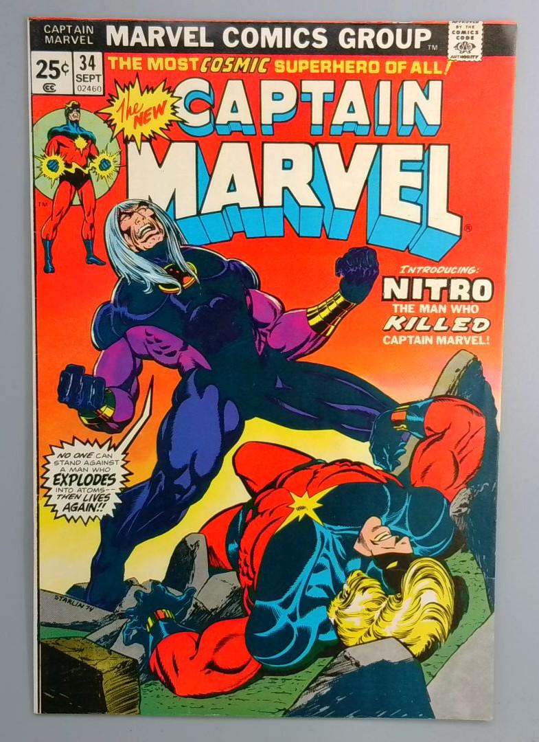 Captain Marvel #34 VF 1st Nitro Marvel 1974