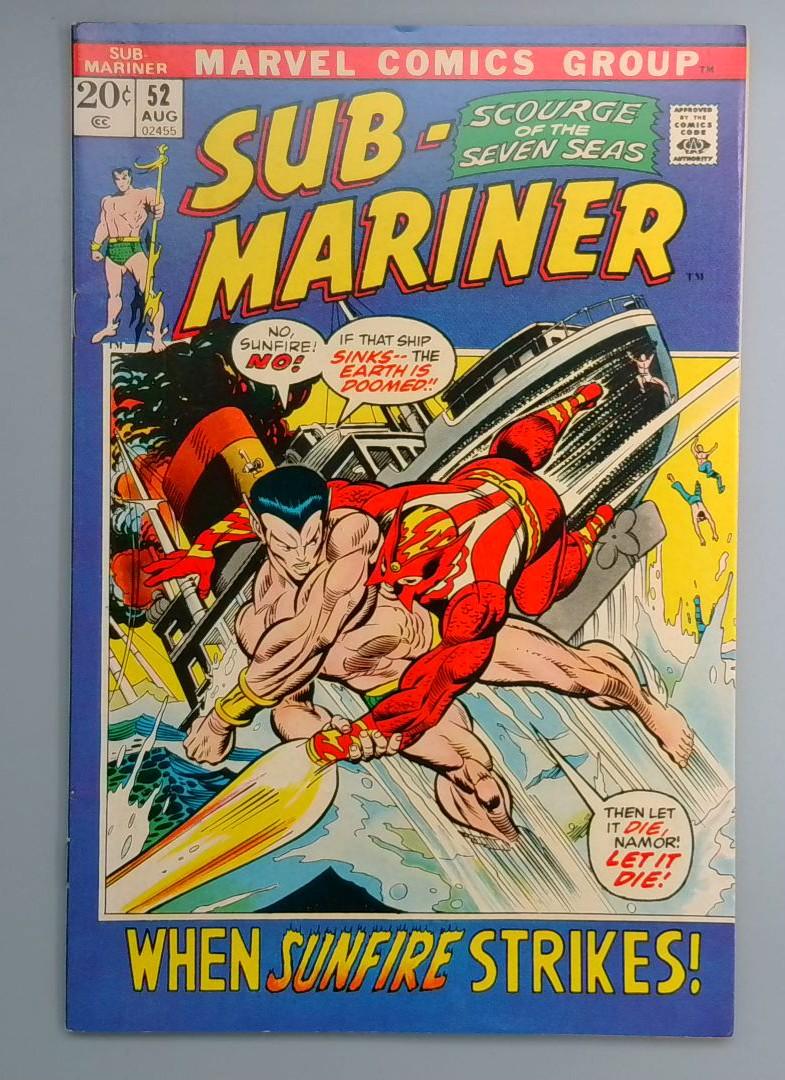 Sub-Mariner #52 FN+ 2nd Sunfire Marvel 1972